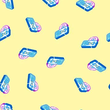 Nfc payment in progress isometric icon seamless pattern Stock Illustration