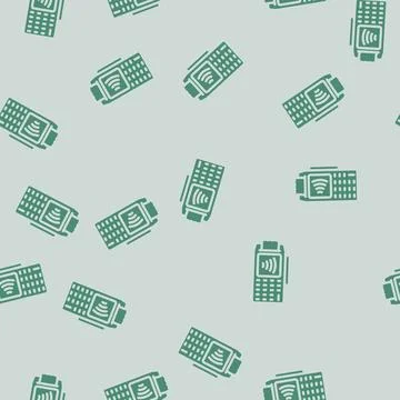 Nfc payment terminal glyph vector seamless pattern Stock Illustration