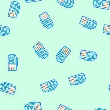 Nfc payment terminal vector seamless pattern Stock Illustration