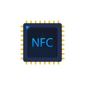 NFC processor icon. NFC chip. Near field communication. Vector stock illustra 스톡 일러스트