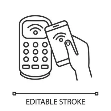 NFC smartphone payment linear icon Stock Illustration