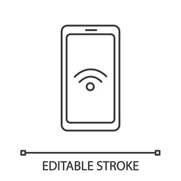 NFC smartphone signal linear icon Stock Illustration