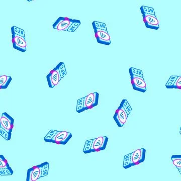 Nfc symbol technology isometric icon seamless pattern Illustrazione stock