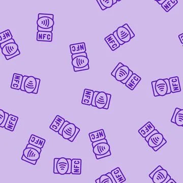 Nfc symbol technology line vector seamless pattern Stock Illustration