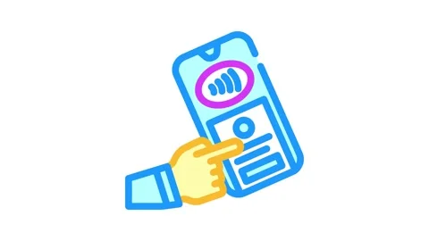 Nfc tap to unlock technology color icon animation Stock Footage 327260330