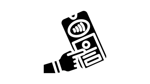 Nfc tap to unlock technology glyph icon animation Stock Footage 326736367