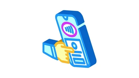 Nfc tap to unlock technology isometric icon animation Stock Footage 327281324