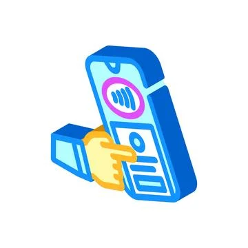 Nfc tap to unlock technology isometric icon vector illustration Stock Illustration
