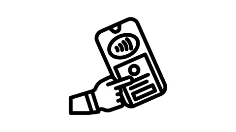 Nfc tap to unlock technology line icon animation Stock Footage 326752316