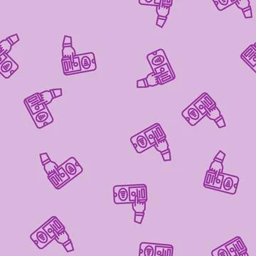 Nfc tap to unlock technology line vector seamless pattern Illustrazione stock
