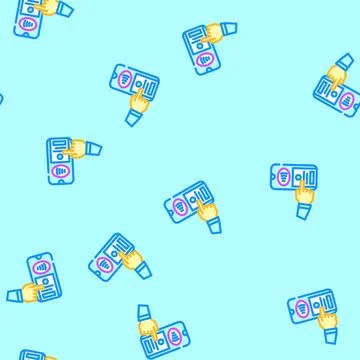 Nfc tap to unlock technology vector seamless pattern 스톡 일러스트