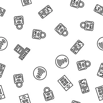Nfc technology contactless seamless pattern vector Stock Illustration