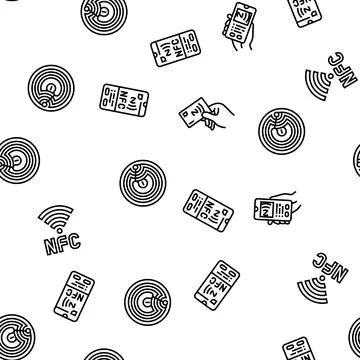 Nfc technology contactless seamless pattern vector Stock Illustration