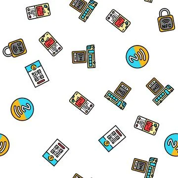 Nfc technology contactless seamless pattern vector Illustrazione stock
