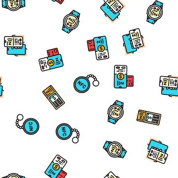 Nfc technology contactless seamless pattern vector イラスト素材