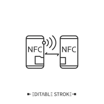 NFC technology line icon. Editable illustration Illustrazione stock