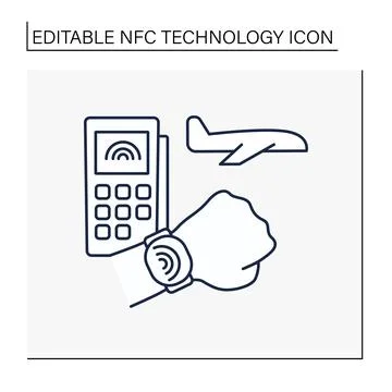 NFC technology line icon Stock Illustration