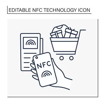 NFC technology line icon Stock Illustration