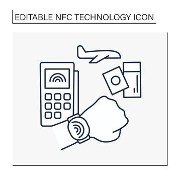 NFC technology line icon Stock Illustration