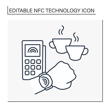 NFC technology line icon Stock Illustration