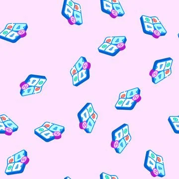 Nfc transfer technology isometric icon seamless pattern Stock Illustration