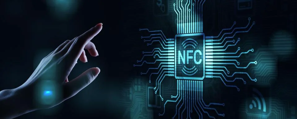 NFC Wireless communication technology Digital payment concept. 库存照片