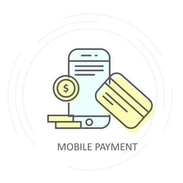 NFC wireless mobile payment icon - smartphone with credit card and coins Stock Illustration