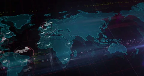 NFC wireless payment mobile technology symbol on world map Stock Footage 331222771