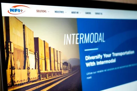 Nfi solutions company highlighting intermodal transportation services Stock Photos
