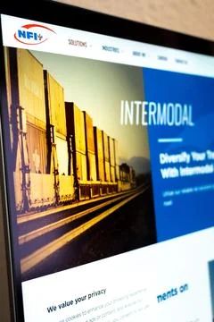 Nfi website displaying intermodal freight transportation logistics Stock Photos