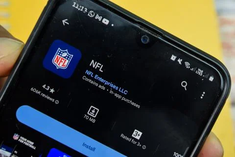 NFL application on Smartphone screen. NFL is a freeware web browser 写真素材