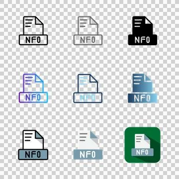 Nfo collection of file format icons for a modern interface, such as document. Stock Illustration