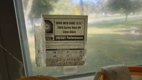 NFRC MFG Code Clera Glass Energy Performance Signage Window Stock Footage 219418524