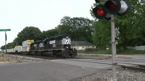 NFS TRAIN PASSES CROSSING Video stock 11146559