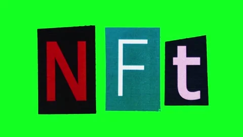 NFT acronym compiled from colorful rectangle pieces of paper filmed in loop stop Stock Footage 312206951