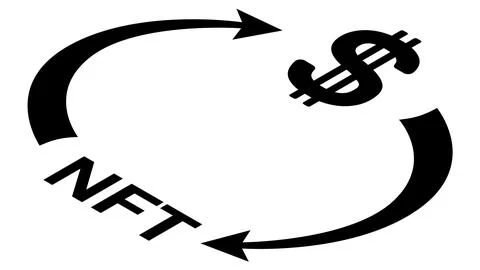 NFT and Dollar USD circulation isometric concept with symbols and cyclical arrow 스톡 일러스트