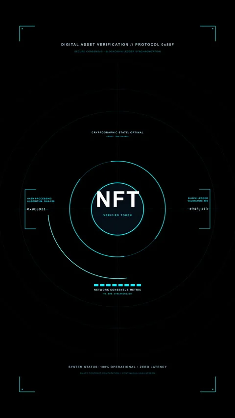 Nft animation hud loop digital crypto cyber tech futuristic abstract Stock Footage 346541226