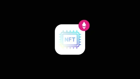 NFT app animated icon on black background. Crypto assets token. Vidéo 193709206