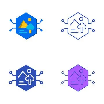 NFT art icon set in flat and line style Stock Illustration