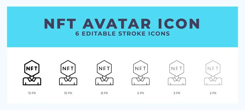 Nft avatar icon set with different stroke. Vector illustration with editabl.. Stock Illustration
