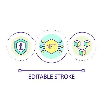 NFT in blockchain network loop concept icon Stock Illustration
