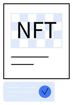 NFT Certificate with Checkmark Signifying Verification and Blockchain Authe.. Stock Illustration