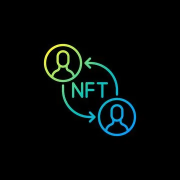 NFT Change, Transfer or Purchase vector concept colored outline icon Illustrazione stock