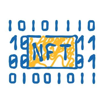 Nft code icon doodle illustration Stockillustratie