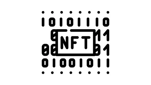 Nft code line icon animation Stock Footage 166476320