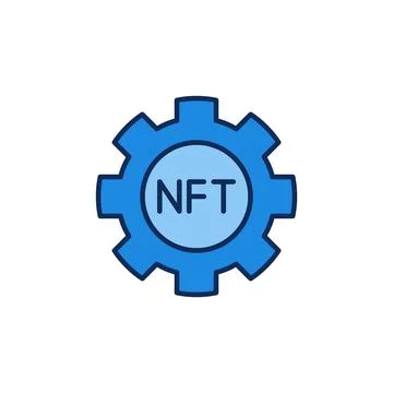 NFT Cog Wheel vector concept colored icon. Non-Fungible Token symbol Stock Illustration