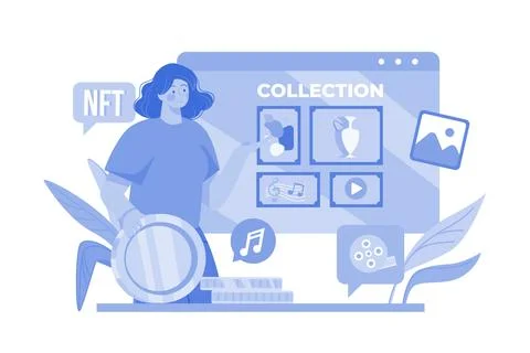 NFT Collection Illustration concept. A flat illustration isolated on white .. Stock Illustration