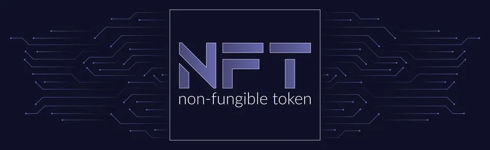NFT concept, blockchain technology, cryptocurrency Illustrazione stock