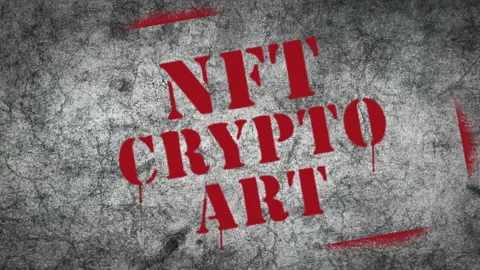 NFT Crypto Art spray painted inscription on the concrete wall Video stock 152224368