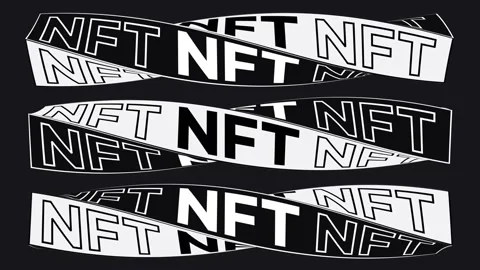 NFT CryptoArt Sign Animation. Abstract Futuristic Background. 4K Stock Footage 190993015